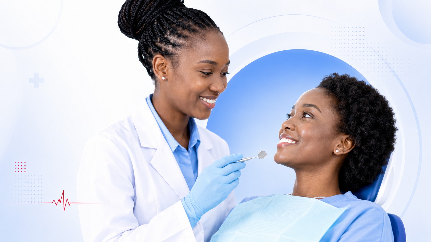 Dentist examining a patient at the dental clinic