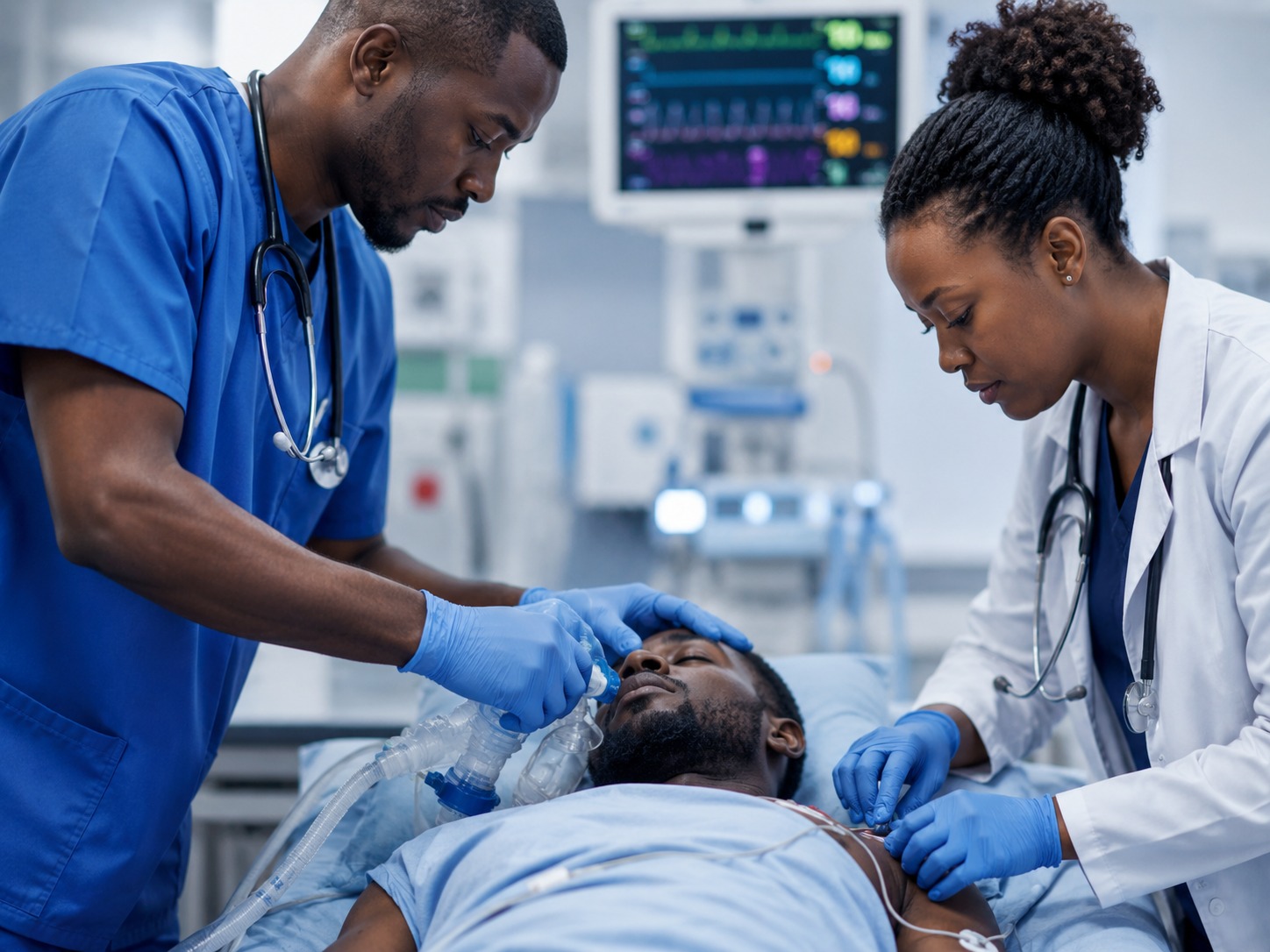 Emergency team attending to a patient