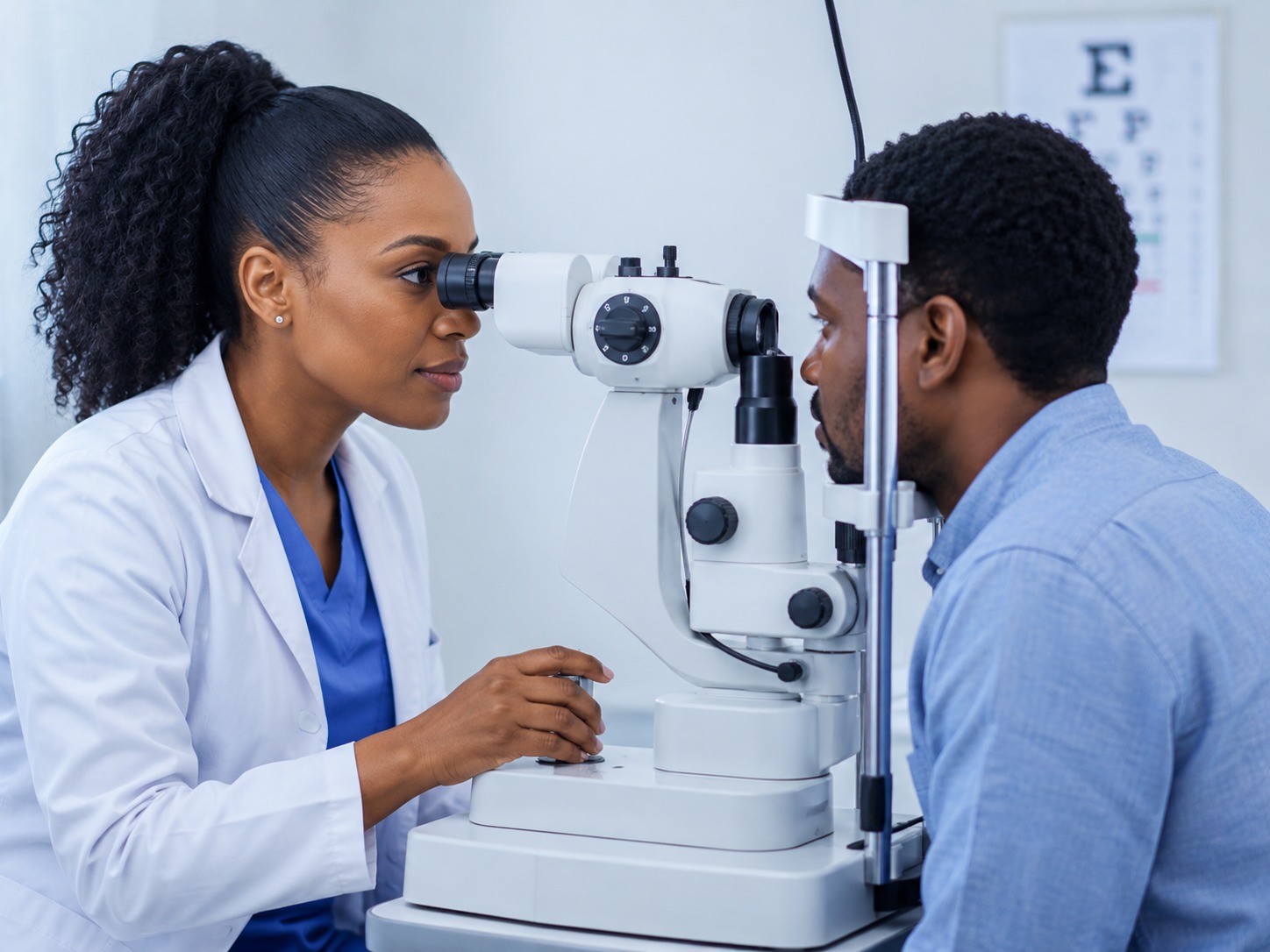 Eye specialist conducting an examination