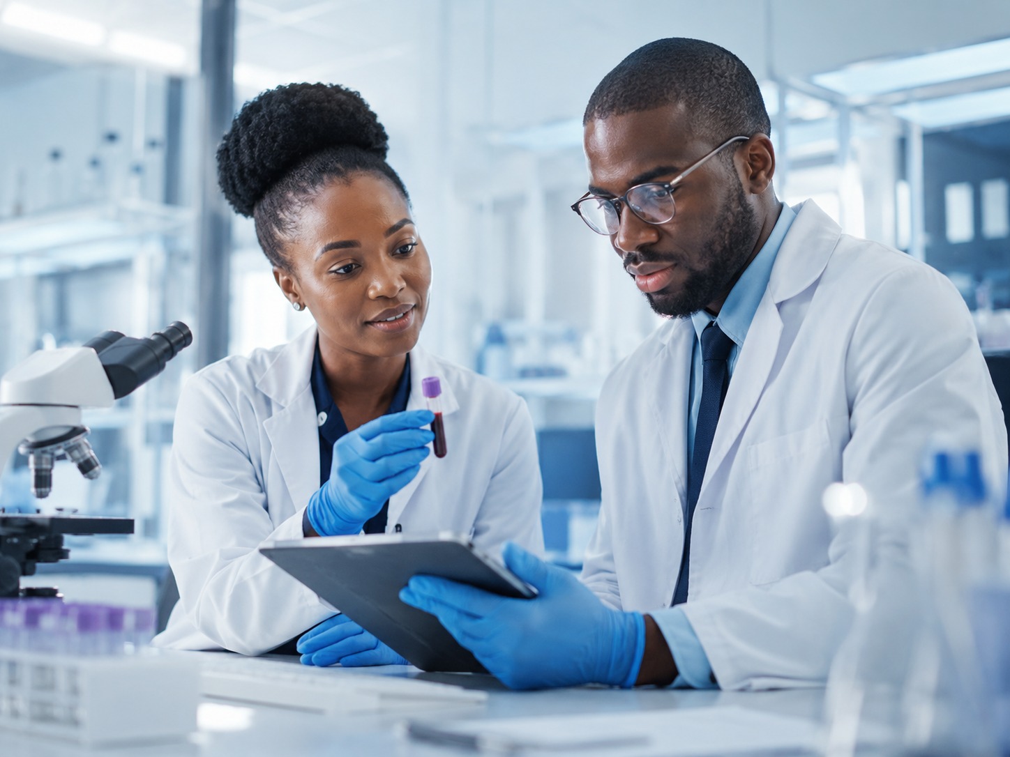 Laboratory team reviewing diagnostic results