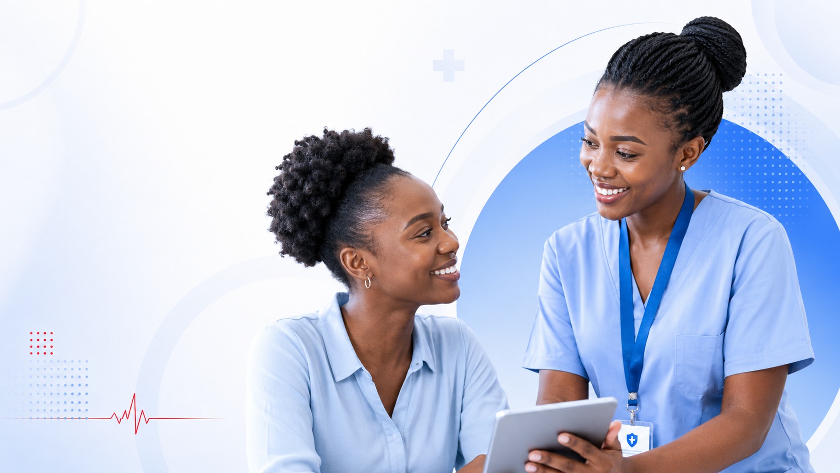 Nurse guiding a patient through their care plan