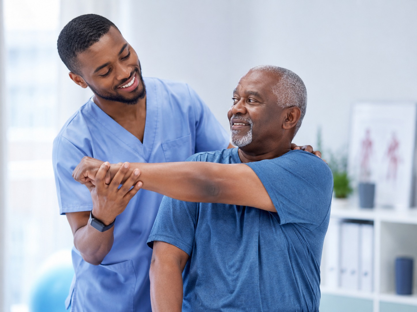 Physiotherapist assisting a patient