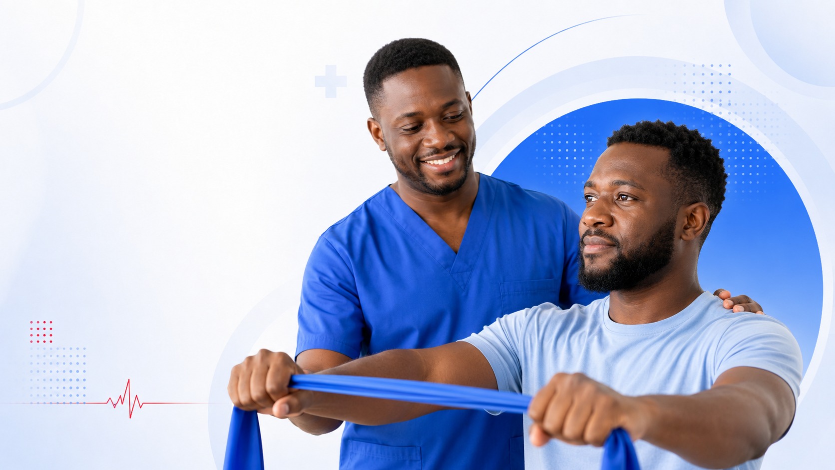Physiotherapist guiding a patient through rehabilitation